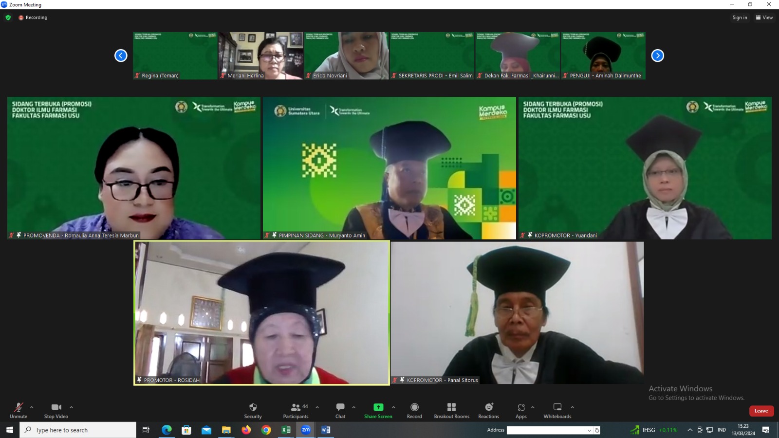 Open Session of the Doctoral Promotion Examination at the Doctoral Program in Pharmaceutical Sciences